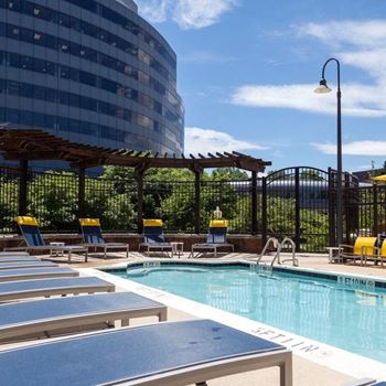 Relaxing resort-style pool with poolside Wi-Fi